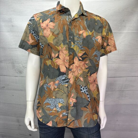 Bonobos XL Slim Fit Riviera Floral Stretch Cotton Poplin Short Sleeve Button-Up - Picture 2 of 14